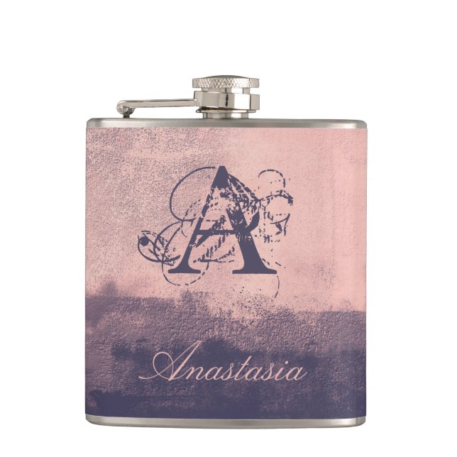 Modern Abstract Your Name Monogram Nr41 Hip Flask (Front)