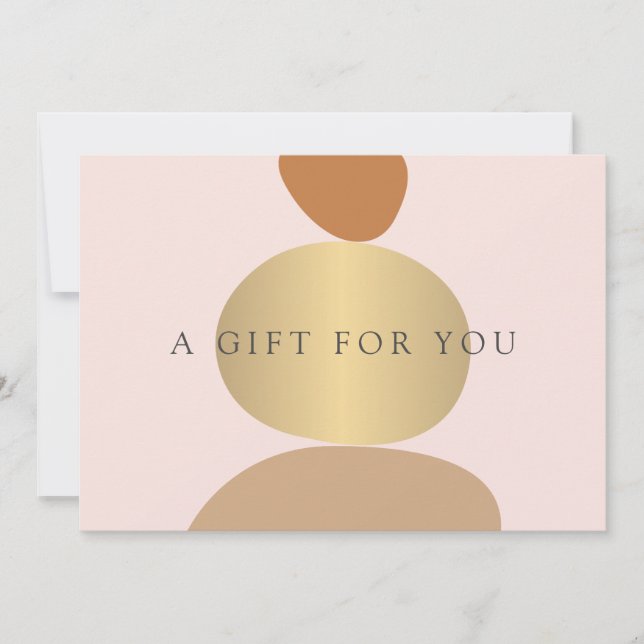 Modern Abstract Zen Stones Gold and Pink Gift Card (Front)