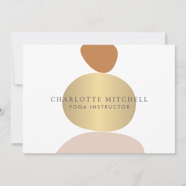 Modern Abstract Zen Stones Gold Logo Card (Front)