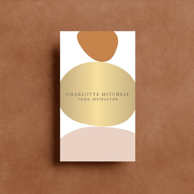 Modern Abstract Zen Stones Gold Logo Yoga, Massage Business Card (Creator Uploaded)