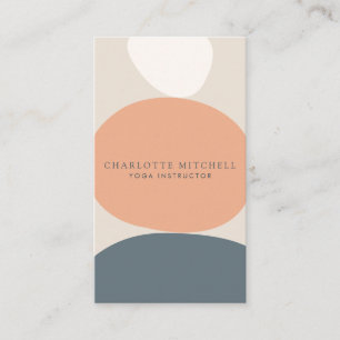 Modern Abstract Zen Stones Peach/Blue Logo Yoga Business Card