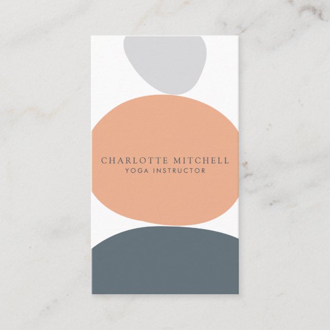 Modern Abstract Zen Stones Peach Logo Life Coach Business Card (Front)