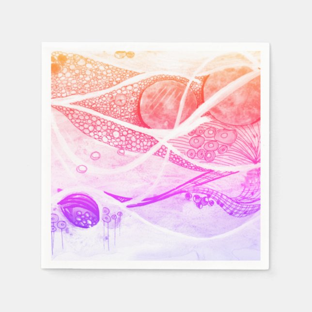 Modern Abstraction Black and Pink Planets Space Napkin (Front)