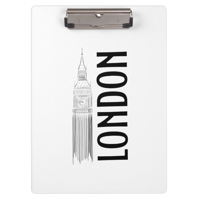 Modern Abstraction Black and White London City Clipboard (Front)