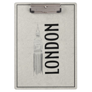Modern Abstraction Black Linen Cloth London City Clipboard
