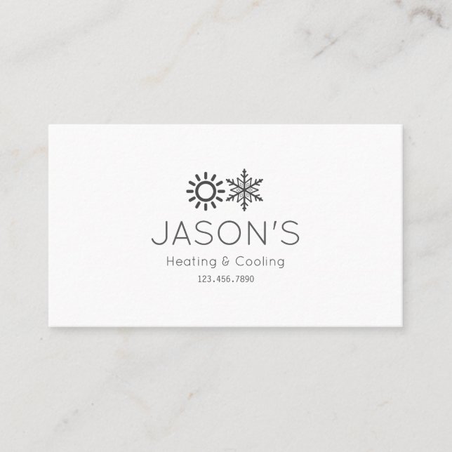 Modern AC Heating & Cooling HVAC Business Card (Front)