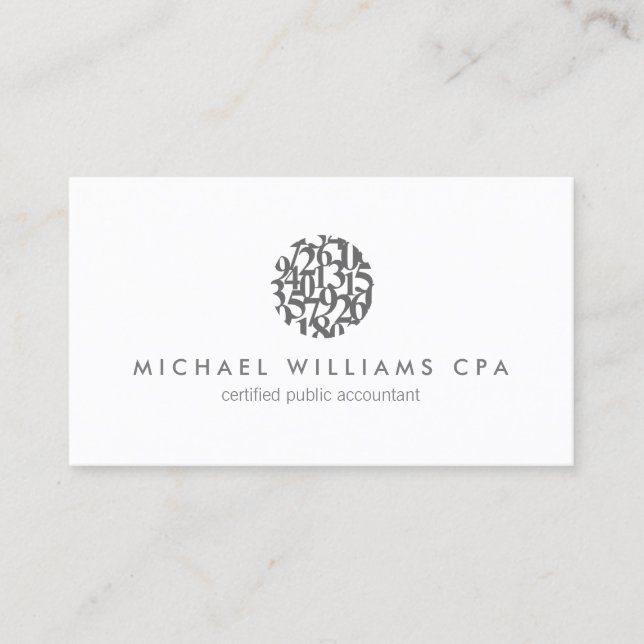 Modern Accountant, Accounting Grey/White Business Card (Front)