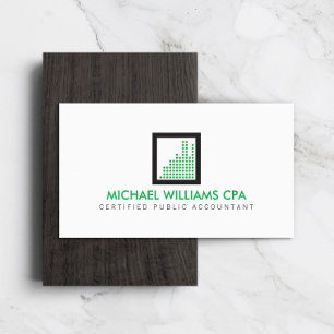 Modern Accountant, Financial Logo in Green Business Card