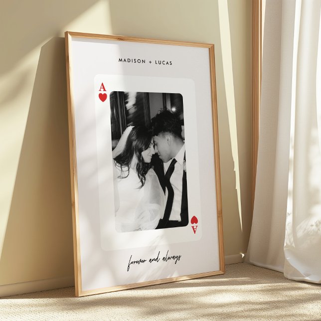 Modern Ace of Hearts Couple Wedding Photo Poster (Creator Uploaded)