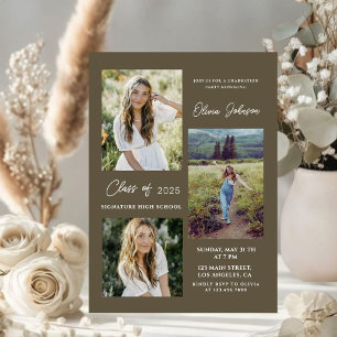 Modern Acrylic 4 Photos Graduation Announcement