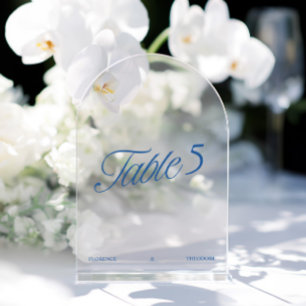 Modern Acrylic Blue Wedding Table Number