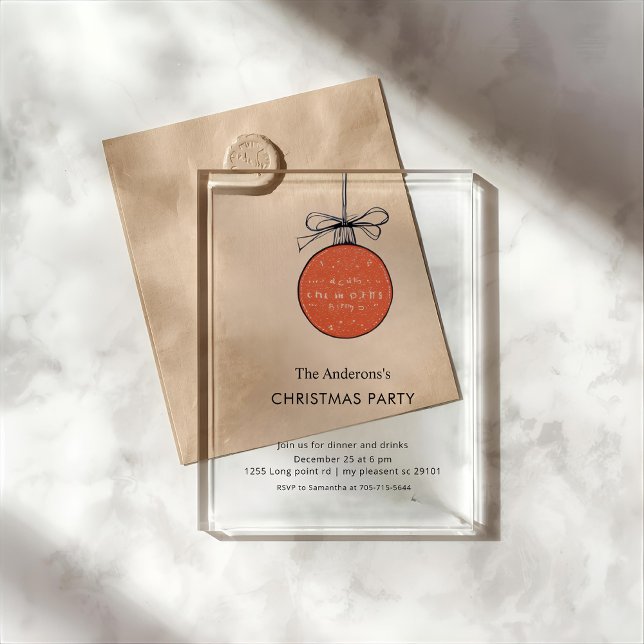 Modern Acrylic Christmas Ornament Invitations (Creator Uploaded)