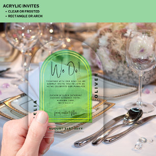 Modern Acrylic Lime Green Bold Minimalist Wedding Acrylic Invitations