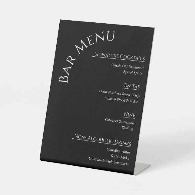Modern Acrylic Wedding Bar Menu Sign | Editable Co (Front)