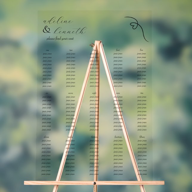 Modern Acrylic Wedding Seating Chart | Black (Neutral)
