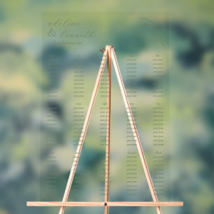 Modern Acrylic Wedding Seating Chart   Dark Sage
