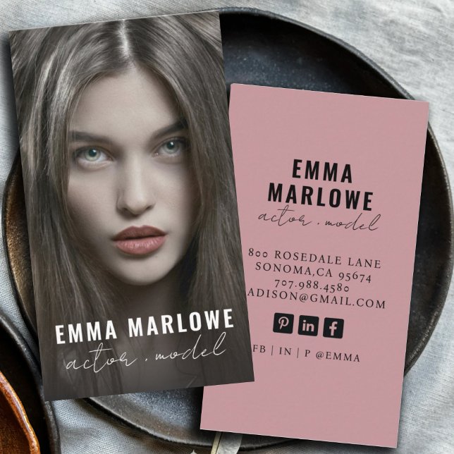 Modern Actor Model Professional Photo Headshot Business Card (Creator Uploaded)