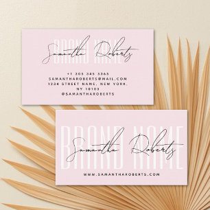 Modern add brand name elegant light pink business card