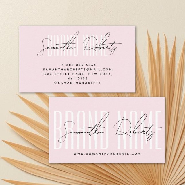 Modern add brand name elegant light pink business card (Creator Uploaded)