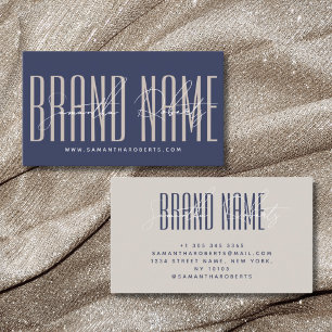 Modern add brand name elegant navy blue business card