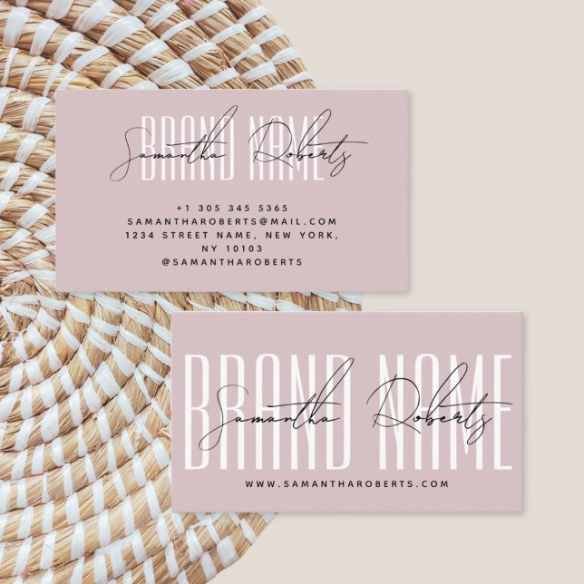 Modern add brand name elegant pink business card (Creator Uploaded)
