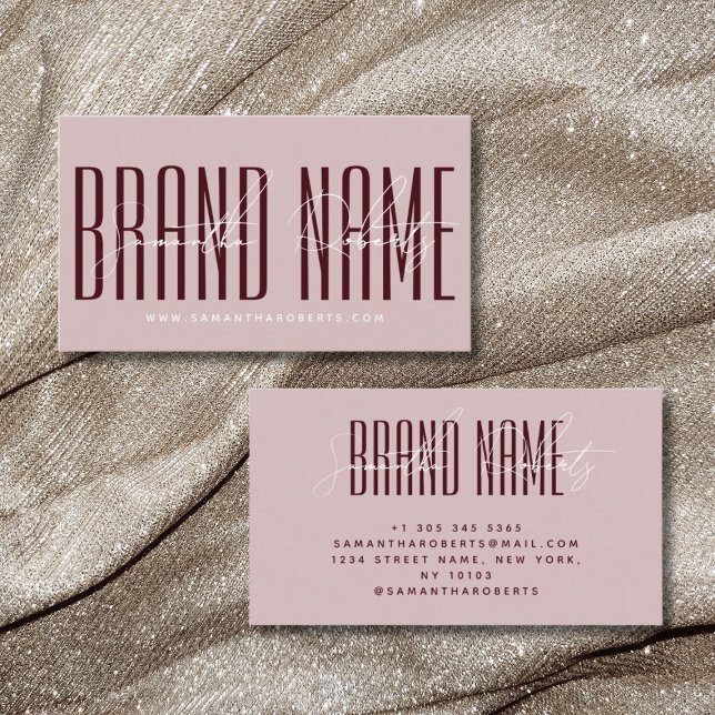 Modern add brand name elegant pink red business card (Creator Uploaded)