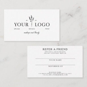 Modern Add Your Logo Beauty Refer a Friend Business Card