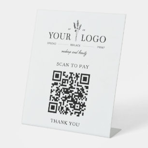 Modern Add Your Logo Beauty Salon QR Scan To Pay Pedestal Sign