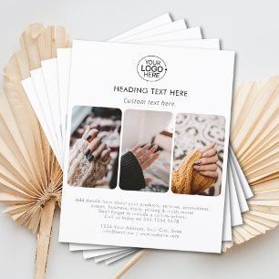 Modern Add Your Logo Typography Photo Grid White Flyer
