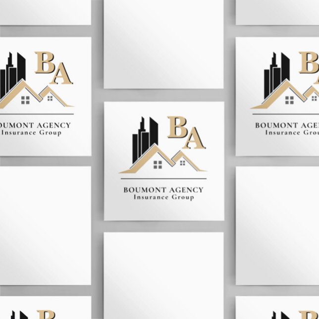 Modern Add Your Own Logo Professional Black Gold Square Business Card (Creator Uploaded)