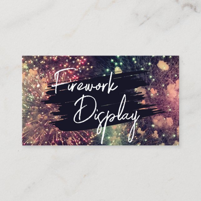   Modern Add Your QR Code Firework Display Company Business Card (Front)