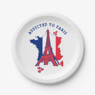 Modern ADDICTED TO PARIS Monogram Paper Plate