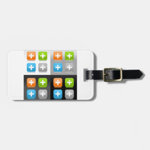 Modern Addition Math Symbol Shiny Glassy Icons Luggage Tag