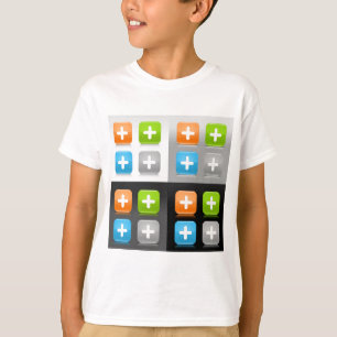 Modern Addition Math Symbol Shiny Glassy Icons T-Shirt
