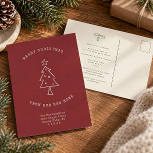 Modern Address Change Simple Christmas Tree Moving Holiday Postcard