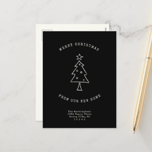 Modern Address Change Simple Christmas Tree Moving Holiday Postcard