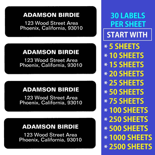 Modern Address Stickers for mail (Black Labels) (Professional mailing labels)