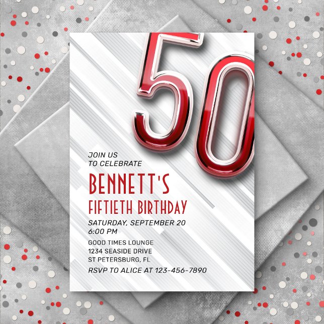 Modern Adult 50th Birthday Invitation (Creator Uploaded)