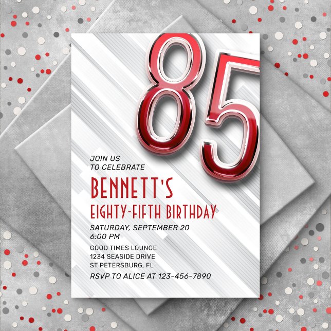 Modern Adult 85th Birthday Invitation (Creator Uploaded)