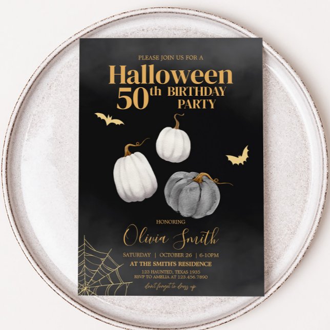 Modern Adult Halloween Birthday Party Invitation (Adult Modern Halloween Birthday Party Invitation)