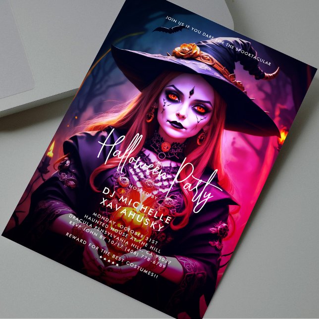 Modern Adult Halloween Party Gothic Witch Invitation (Modern Adult Halloween Party Gothic Witch Invitation
)