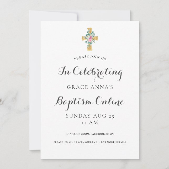 Modern Adult Online Baptism Invitation (Front)