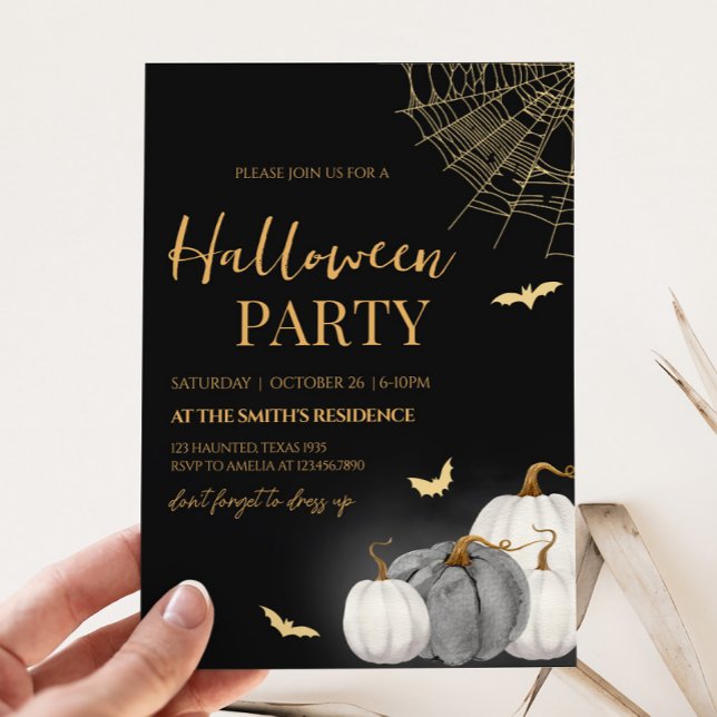Modern Adult Pumpkin Halloween Party Invitation (Adult Modern Pumpkin Halloween Party Invitation)