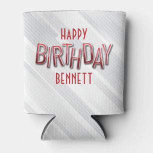 Modern Adult Red Birthday Can Cooler