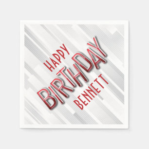 Modern Adult Red Birthday Napkin