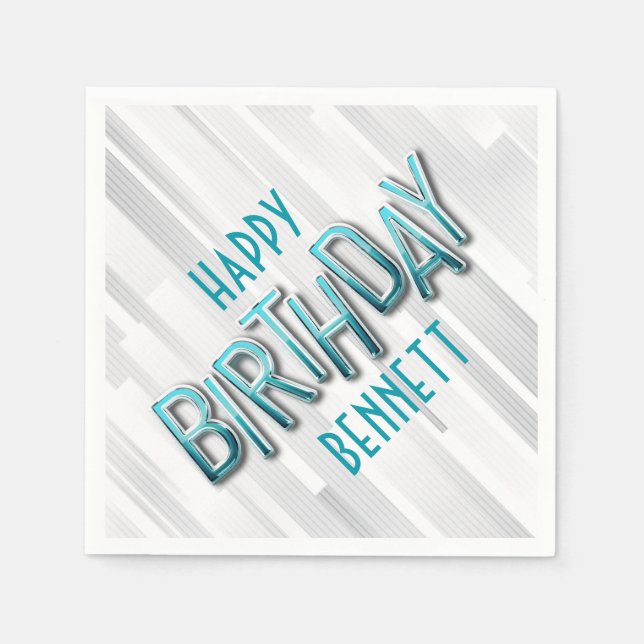 Modern Adult Teal Birthday Napkin (Front)