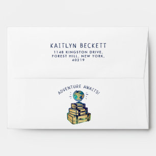 Modern Adventure Travel Globe Baby Shower Envelope