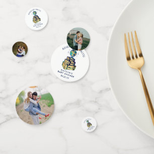 Modern Adventure Travel Globe Baby Shower Photo Confetti