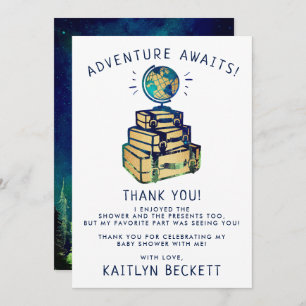 Modern Adventure Travel Globe Baby Shower Thank You Card