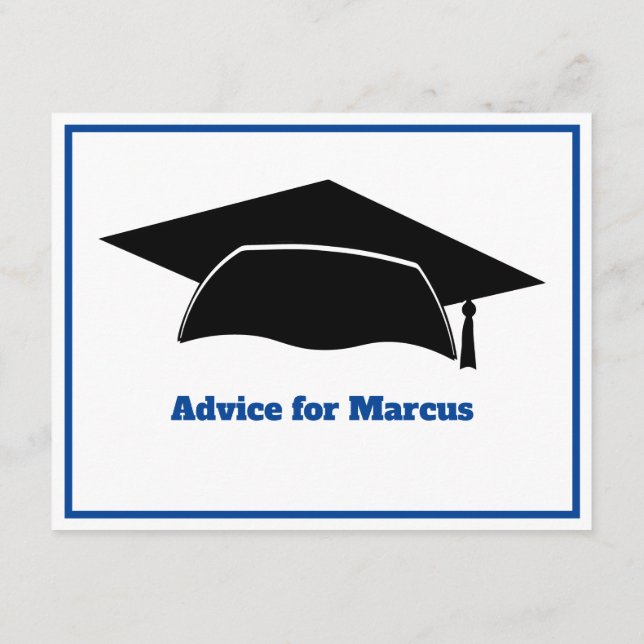 Modern Advice Wishes Party Blue Graduation (Back)